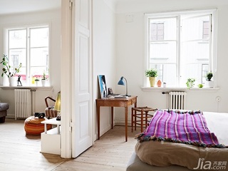 北欧风格公寓简洁白色经济型60平米卧室过道床效果图
