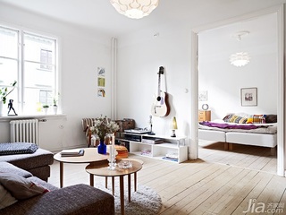 北欧风格公寓简洁黑白经济型60平米客厅茶几效果图