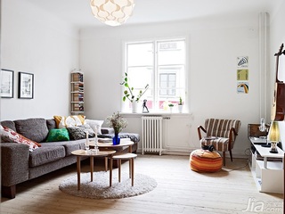 北欧风格公寓简洁黑白经济型60平米客厅照片墙茶几图片
