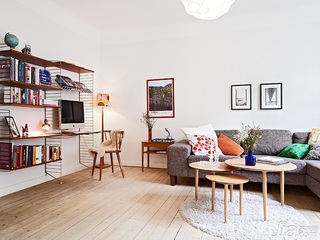 北欧风格公寓简洁黑白经济型60平米客厅沙发图片