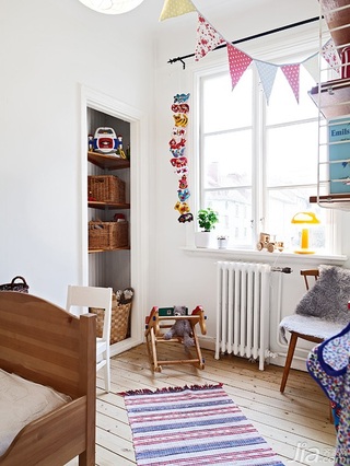 北欧风格公寓可爱白色经济型60平米卧室儿童床效果图