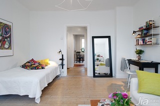 北欧风格公寓经济型40平米卧室床图片