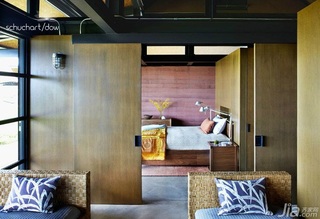 美式风格别墅原木色富裕型140平米以上卧室隔断床效果图