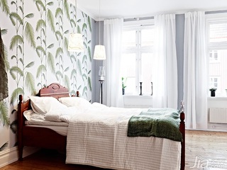 北欧风格公寓经济型70平米卧室窗帘效果图