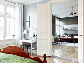 北欧风格公寓经济型70平米卧室书桌图片