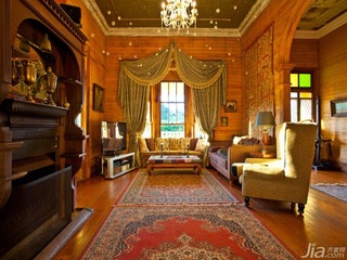 别墅古典暖色调豪华型140平米以上客厅窗帘效果图