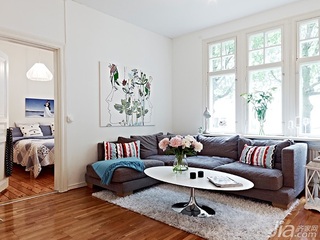 北欧风格公寓经济型50平米客厅沙发图片