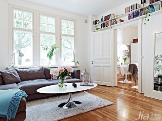北欧风格公寓经济型50平米客厅书架图片