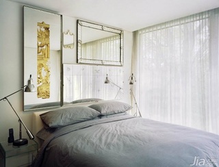 简约风格别墅大气冷色调富裕型卧室窗帘效果图