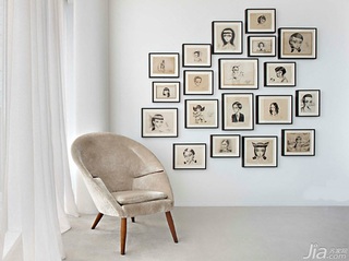 简约风格别墅大气冷色调富裕型卧室照片墙沙发图片