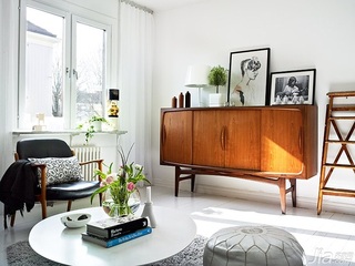 公寓小清新白色富裕型客厅窗帘图片