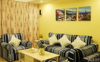 地中海风格三居室黄色富裕型沙发效果图