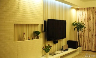 地中海风格三居室富裕型客厅电视背景墙窗帘图片
