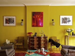 公寓黄色富裕型客厅效果图
