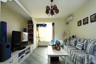 田园风格二居室蓝色经济型客厅沙发效果图