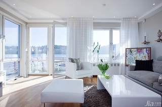 宜家风格别墅简洁白色经济型客厅沙发效果图