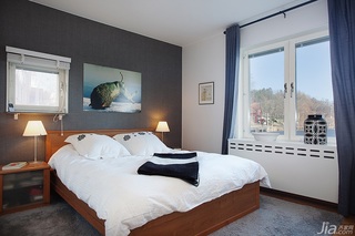 宜家风格别墅简洁经济型卧室卧室背景墙床图片