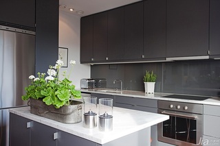 宜家风格公寓大气灰色经济型厨房吧台橱柜设计图