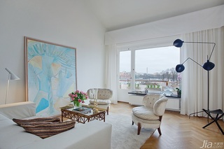 宜家风格复式白色经济型客厅沙发图片