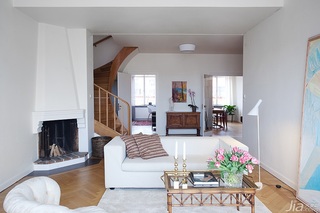 宜家风格复式小清新白色经济型客厅过道沙发图片