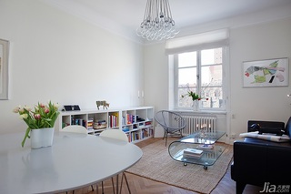 宜家风格公寓简洁白色经济型客厅书架图片