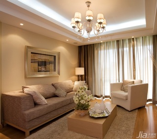 欧式风格二居室温馨米色富裕型客厅沙发背景墙沙发图片