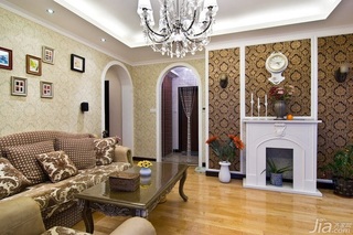 欧式风格小户型奢华经济型60平米客厅沙发背景墙茶几效果图
