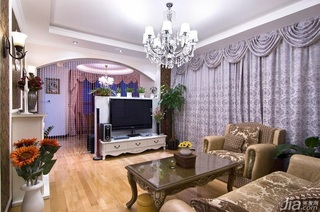 欧式风格小户型奢华经济型60平米客厅窗帘效果图