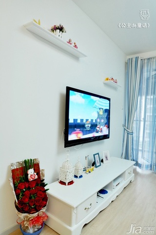 田园风格二居室经济型90平米电视背景墙电视柜图片