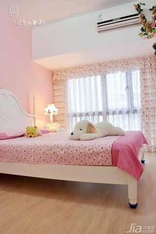 田园风格二居室粉色经济型90平米卧室窗帘效果图