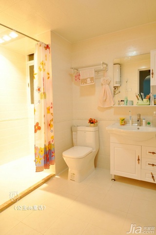 田园风格二居室白色经济型90平米卫生间洗手台图片