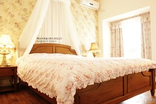 导火牛田园风格二居室浪漫富裕型90平米卧室卧室背景墙床效果图