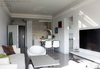 导火牛简约风格二居室简洁白色经济型90平米客厅改造