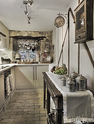 欧式风格复式富裕型厨房橱柜设计图