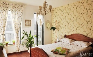 简欧风格复式浪漫富裕型卧室卧室背景墙床图片