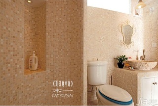 地中海风格复式舒适5-10万卫生间背景墙洗手台效果图