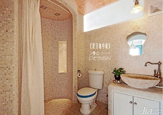地中海风格复式舒适5-10万卫生间背景墙洗手台效果图