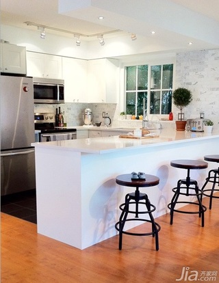 简约风格三居室简洁白色5-10万厨房吧台橱柜定做
