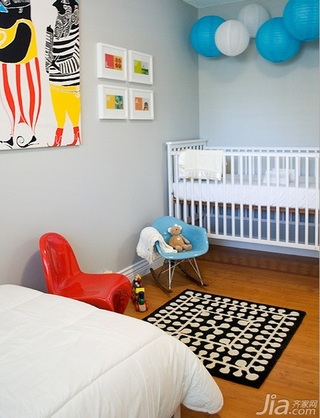 简约风格三居室简洁5-10万儿童房卧室背景墙床图片