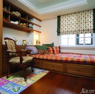 美式乡村风格二居室民族风富裕型90平米卧室床效果图