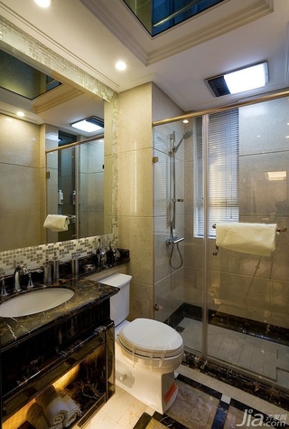 欧式风格三居室豪华型130平米卫生间背景墙洗手台效果图