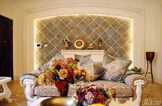 美式风格别墅沙发背景墙沙发效果图