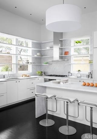 简约风格别墅简洁白色经济型140平米以上厨房吧台橱柜定做