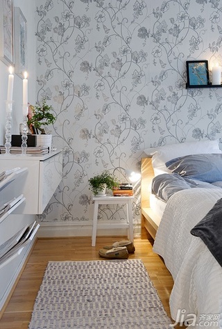 北欧风格小户型经济型50平米卧室卧室背景墙床效果图