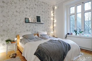北欧风格小户型经济型50平米卧室卧室背景墙床图片
