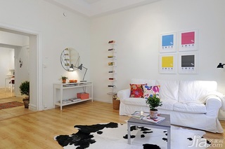 北欧风格小户型经济型50平米客厅背景墙沙发效果图