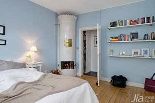 欧式风格公寓蓝色80平米卧室书架图片
