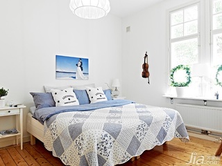 北欧风格公寓舒适白色经济型50平米卧室床效果图