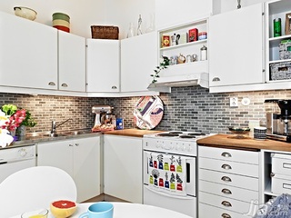 北欧风格公寓白色经济型50平米厨房橱柜设计图