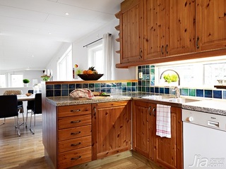 北欧风格别墅原木色富裕型130平米厨房橱柜效果图